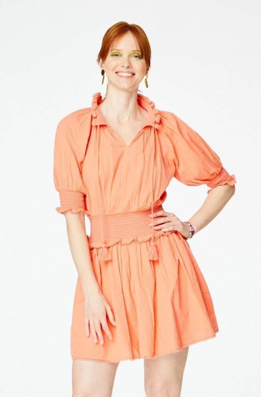 Roller Rabbit Fiorella Smocked Mini Dress in Orange Puff Sleeves Small